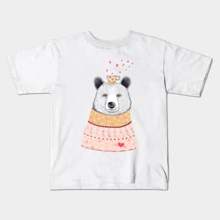 Bear with coffee Kids T-Shirt